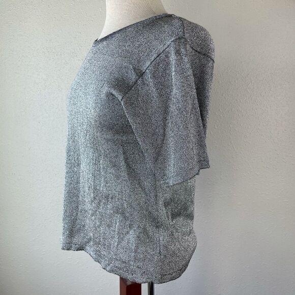 NWT Vintage J.B.S. Ltd. Silver Metallic Short Sleeve Top Size S - Picture 3 of 7